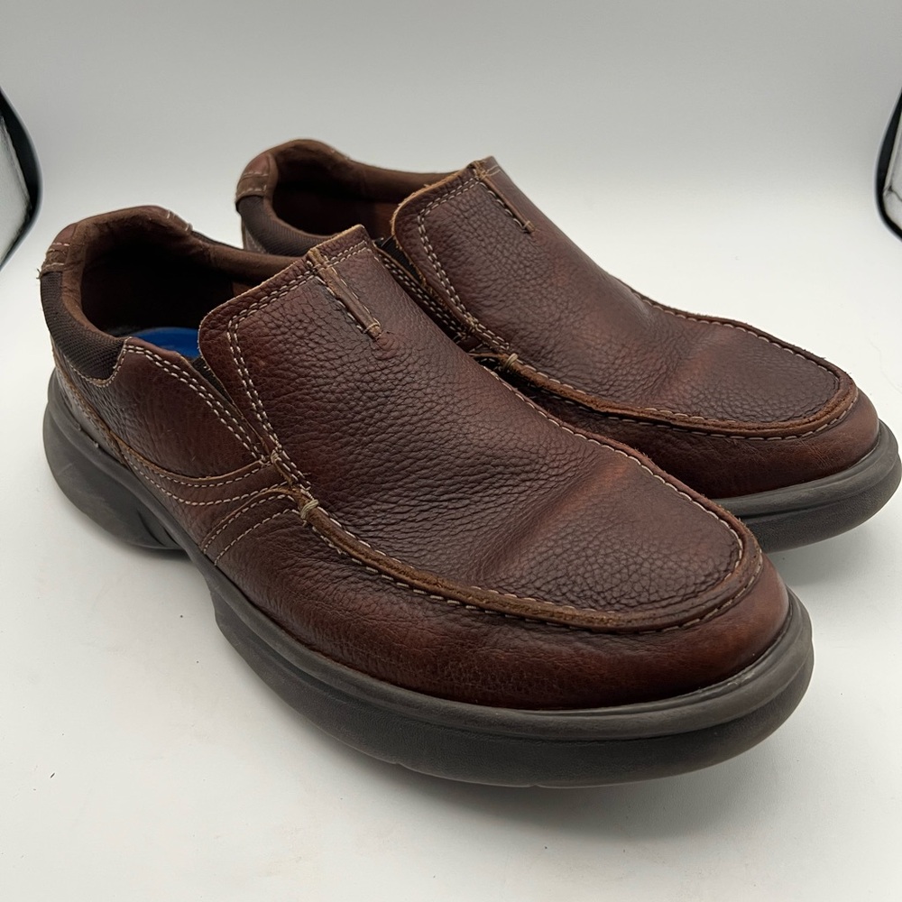 Clarks Bradley Free Men's Brown Tumbled Brown Leather Loafers Size 11